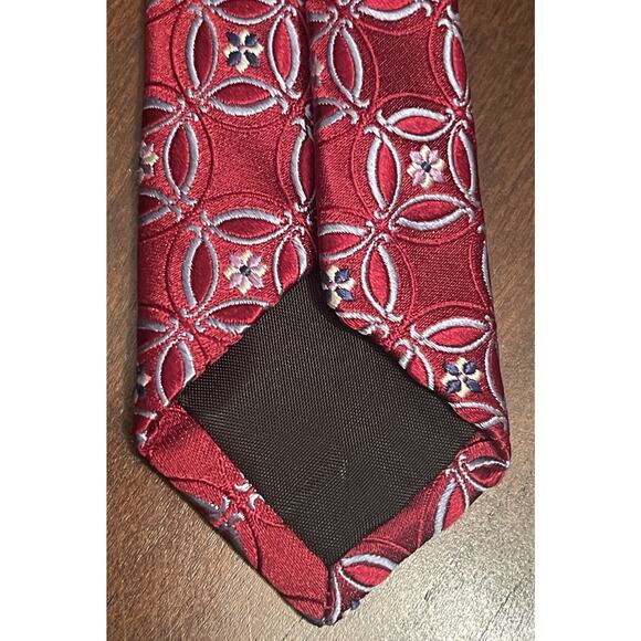 Croft & Barrow Red Blue 100% Silk Men’s Neck Tie - Picture 7 of 9